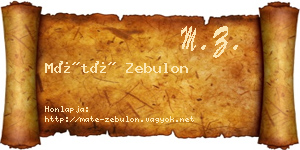 Máté Zebulon névjegykártya
